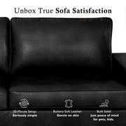 89" Upholstered Vegan Leather Sofa with Wide Square Arms and Storage Pockets Couches