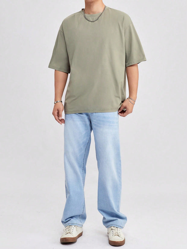 Men Apparel, Men Clothing, Men T-Shirts, Men TopsManfinity Hypemode Loose Fit Solid Color Drop Shoulder T-Shirt for Men - Premium  from Nobles Store - Just $22.52! Shop now at Nobles Store