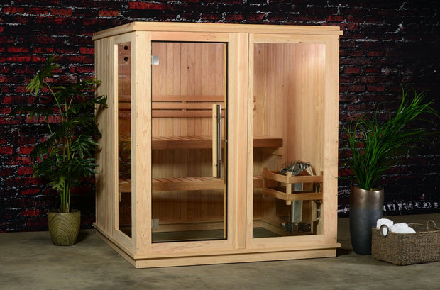 All Saunas, Patio & Garden, SaunasGrayson 4-Person Indoor Sauna in Rustic Cedar - Premium  from Nobles Store - Just $5993.33! Shop now at Nobles Store
