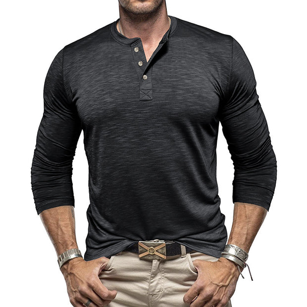 Men's Long-sleeved Henry Collar Shirt - Premium 0 from USAdrop - Just $38.84! Shop now at Nobles Store