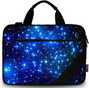 15 15.4 15.6 Inch Canvas Laptop Sleeve Bag Messenger Shoulder Briefcase -Blue Starry