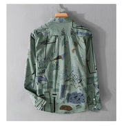 Hong Kong Style Fashion Men's Loose Printed Long Sleeve Shirt - Premium 0 from Nobles Store - Just $23.66! Shop now at Nobles Store