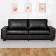 89" Upholstered Vegan Leather Sofa with Wide Square Arms and Storage Pockets Couches