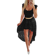 WomenSummer New High-grade Lace Stitching Short Evening Dress Women - Premium 0 from Nobles Store - Just $65.85! Shop now at Nobles Store