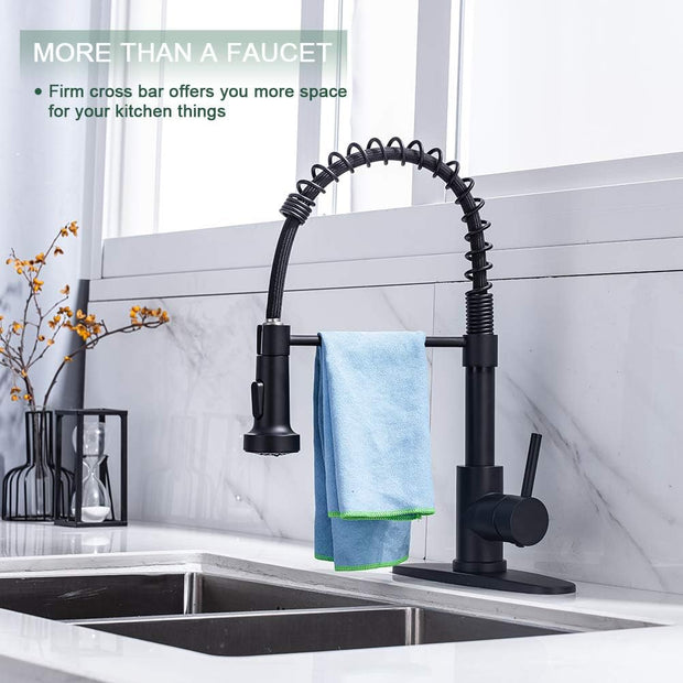 Kitchen & Bath Fixtures, Laundry & Utility Faucets, Laundry & Utility Fixtures, Tools & Home ImprovementKitchen Faucets with Pull down Sprayer Commercial Industrial Stainless Steel Single Handle Single Hole Spring Farmhouse RV Sink Faucet, Matte Black Kitchen Faucet for Laundry Utility Room Sink - Premium  from Nobles Store - Just $77.24! Shop now at Nobles Store