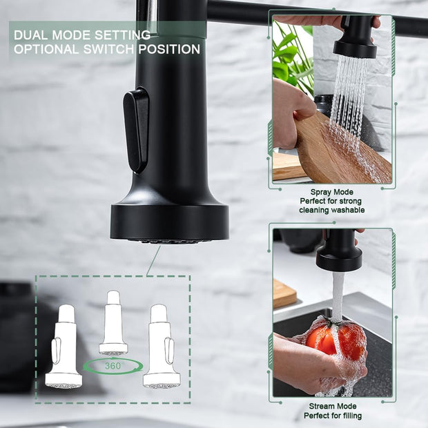Kitchen & Bath Fixtures, Laundry & Utility Faucets, Laundry & Utility Fixtures, Tools & Home ImprovementKitchen Faucets with Pull down Sprayer Commercial Industrial Stainless Steel Single Handle Single Hole Spring Farmhouse RV Sink Faucet, Matte Black Kitchen Faucet for Laundry Utility Room Sink - Premium  from Nobles Store - Just $77.24! Shop now at Nobles Store