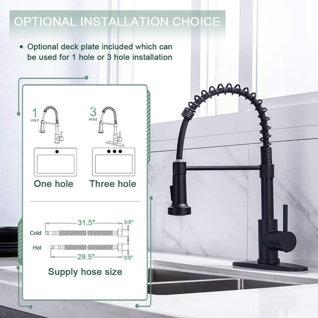 Kitchen & Bath Fixtures, Laundry & Utility Faucets, Laundry & Utility Fixtures, Tools & Home ImprovementKitchen Faucets with Pull down Sprayer Commercial Industrial Stainless Steel Single Handle Single Hole Spring Farmhouse RV Sink Faucet, Matte Black Kitchen Faucet for Laundry Utility Room Sink - Premium  from Nobles Store - Just $77.24! Shop now at Nobles Store