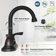 Bathroom Fixtures, Bathroom Sink Faucets & Parts, Kitchen & Bath Fixtures, Tools & Home Improvement, Touch On Faucets2-Handle Bathroom Faucet with Metal Drain Assembly & Supply Lines NSF Cupc Certified, Matte Black, 1359104 - Premium  from Nobles Store - Just $65.67! Shop now at Nobles Store