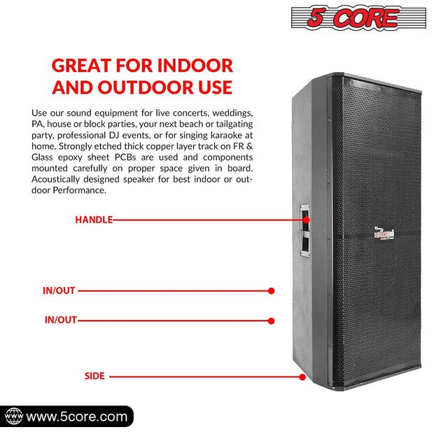 Electronics & Gadgets, Electronics Accessories & Supplies5Core Portable Cabinet PA DJ Speaker System 15 Inch 4000W Passive 3 Way Loudspeaker - Premium  from Nobles Store - Just $1824.01! Shop now at Nobles Store