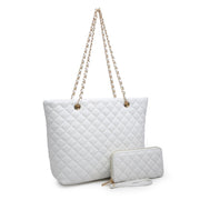 Bags & Accessories, Clothing, Women's Bags, Women's Bags & Accessories, Womens Tote BagsPoppy Quilted Women Handbags Purses Leather Tote Bag Satchel Wallet Set 2Pcs Chain Strap Shoulder Bag Classic - Premium  from Nobles Store - Just $64.19! Shop now at Nobles Store