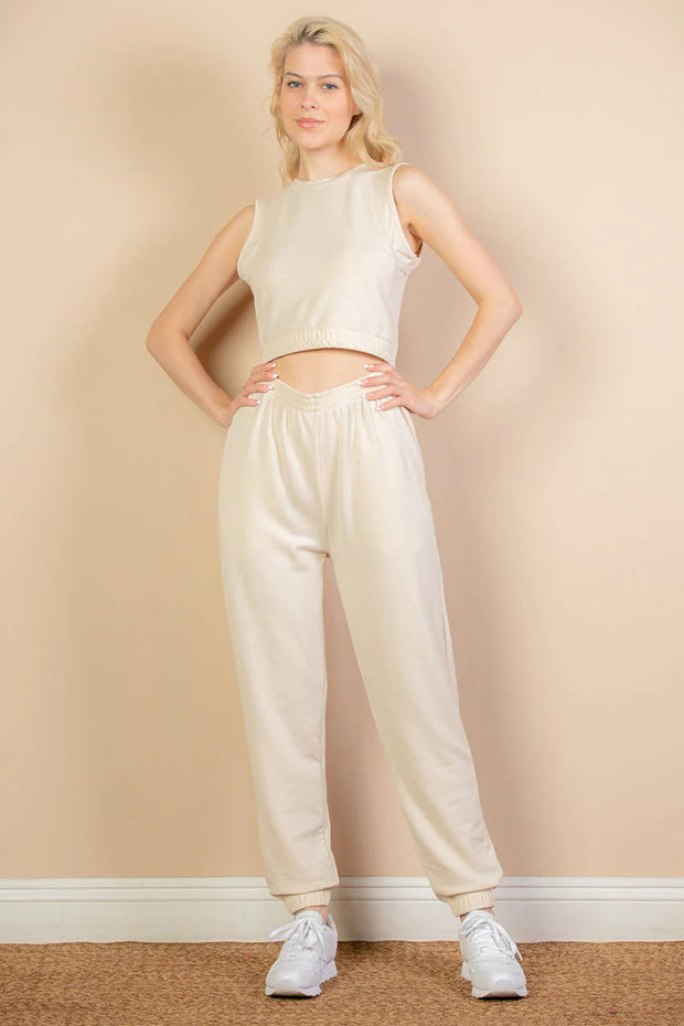 Clothing, Dresses, Shoes & Jewelry, WomenFrench Terry Elastic Waist Tank Top & Joggers Set (CAPELLA) - Premium  from Nobles Store - Just $42.87! Shop now at Nobles Store