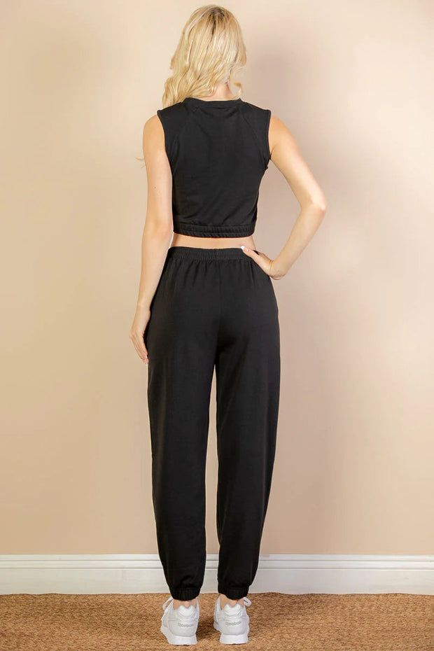 Clothing, Dresses, Shoes & Jewelry, WomenFrench Terry Elastic Waist Tank Top & Joggers Set (CAPELLA) - Premium  from Nobles Store - Just $42.87! Shop now at Nobles Store