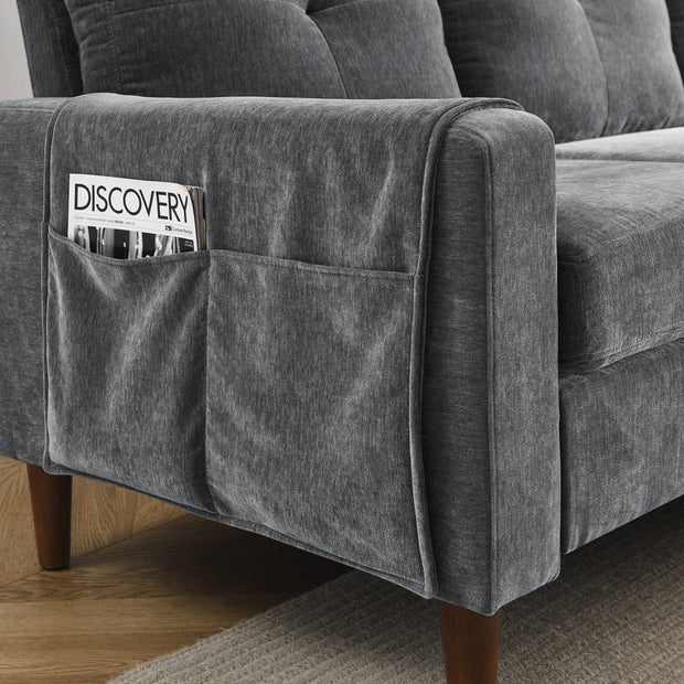 Furniture, Home, Living Room Furniture, Sectional Couches & Sofas80" Sectional Sofa for Living Room, 3 Seater Couch with Reversible Ottoman, Chenille, Dark Gray - Premium  from Nobles Store - Just $641.12! Shop now at Nobles Store
