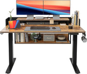 Furniture, Home & Kitchen, Home Office Desks, Home Office Furniture55" Electric Standing Desk with Shelves, 55 X 24 Inch Sit Stand Rising Desk with Monitor Stand - Premium  from Nobles Store - Just $369.21! Shop now at Nobles Store