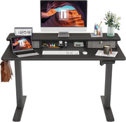 Furniture, Home & Kitchen, Home Office Desks, Home Office Furniture48 X 24 Inch Height Adjustable Electric Standing Desk with Double Drawer, Stand up Desk with Storage Shelf, Sit Stand Desk, Black - Premium  from Nobles Store - Just $439.21! Shop now at Nobles Store