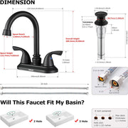 Bathroom Fixtures, Bathroom Sink Faucets & Parts, Kitchen & Bath Fixtures, Tools & Home Improvement, Touch On Faucets2-Handle Bathroom Faucet with Metal Drain Assembly & Supply Lines NSF Cupc Certified, Matte Black, 1359104 - Premium  from Nobles Store - Just $65.67! Shop now at Nobles Store