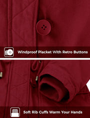 Women'S Winter Thicken Puffer Coat Warm Fleece Lined Parka Jacket with Fur Hood