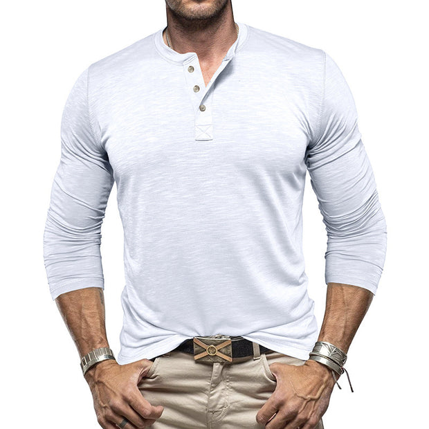 Men's Long-sleeved Henry Collar Shirt - Premium 0 from USAdrop - Just $38.84! Shop now at Nobles Store