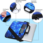 15 15.4 15.6 Inch Canvas Laptop Sleeve Bag Messenger Shoulder Briefcase -Blue Starry