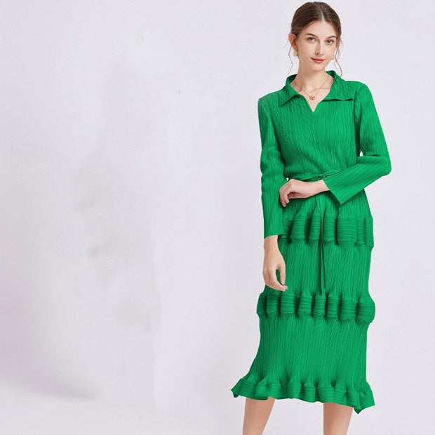 WomenFashion Dress Mid Waist Pleated Slim Fit Lantern Dress - Premium 0 from Nobles Store - Just $39.01! Shop now at Nobles Store