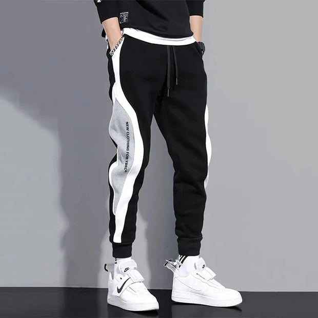 Casual Pants, Men's Clothing, PantsAutumn Men'S Wide Loose Casual Pants Mens Patchwork Nine-Point Sports Elastic Rope Breathable Tie-Foot Trousers - Premium  from Nobles Store - Just $35.85! Shop now at Nobles Store