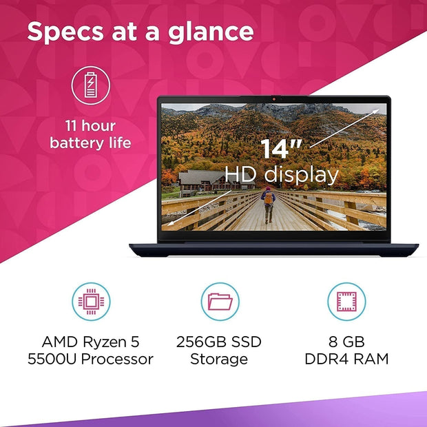Computers & Accessories, Computers & Tablets, Electronics, Laptops, Traditional LaptopsIdeapad 3 Laptop, 14.0" FHD Display, AMD Ryzen 5 5500U, 8GB RAM, 256GB Storage, AMD Radeon 7 Graphics, Windows 11 Home, Abyss Blue - Premium  from Nobles Store - Just $568.58! Shop now at Nobles Store