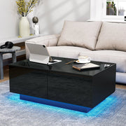 Coffee Tables, Furniture, Home, Living Room Furniture, Storage Coffee TablesLED Coffee Table with 4 Drawers Center Cocktail Side Table Black High Gloss Finish - Premium  from Nobles Store - Just $167.31! Shop now at Nobles Store