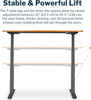 Electric Standing Desk - 60X30 desk, Adjustable Height Stand up Computer Desk - Dual Motor with Memory Presets, Stable T-Style Legs- Home Office Essentials - Butcher Block