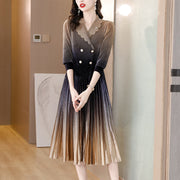 Clothing, null, WomenSuit Collar Large Hem Pleated Pleuche Dress - Premium 0 from Nobles Store - Just $91.95! Shop now at Nobles Store