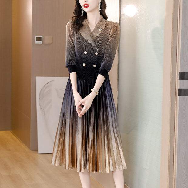 Clothing, null, WomenSuit Collar Large Hem Pleated Pleuche Dress - Premium 0 from Nobles Store - Just $91.95! Shop now at Nobles Store