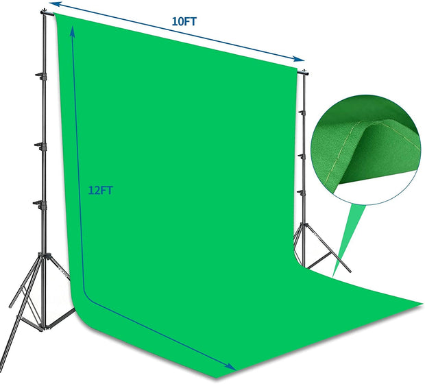 Backgrounds, Camera & Photo, Electronics, Lighting & Studio, Photo StudioPhoto Video Studio 8.5 X 10Ft Green Screen Backdrop Stand Kit, Photography Background Support System with 10 X12Ft 100% Cotton Muslin Chromakey Backdrop - Premium  from Nobles Store - Just $120.32! Shop now at Nobles Store