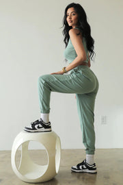 Clothing, Dresses, Shoes & Jewelry, WomenFrench Terry Elastic Waist Tank Top & Joggers Set (CAPELLA) - Premium  from Nobles Store - Just $42.87! Shop now at Nobles Store