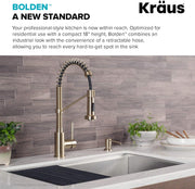 Kitchen & Bath Fixtures, Kitchen Faucets, Kitchen Fixtures, Kitchen Sink Faucets, Tools & Home Improvement, Touch On Kitchen Sink FaucetsBolden Commercial Style 2-Function Single Handle Pull down Kitchen Faucet in Brushed Gold, KPF-1610BG - Premium  from Nobles Store - Just $267.31! Shop now at Nobles Store