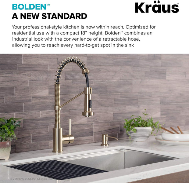 Kitchen & Bath Fixtures, Kitchen Faucets, Kitchen Fixtures, Kitchen Sink Faucets, Tools & Home Improvement, Touch On Kitchen Sink FaucetsBolden Commercial Style 2-Function Single Handle Pull down Kitchen Faucet in Brushed Gold, KPF-1610BG - Premium  from Nobles Store - Just $267.31! Shop now at Nobles Store