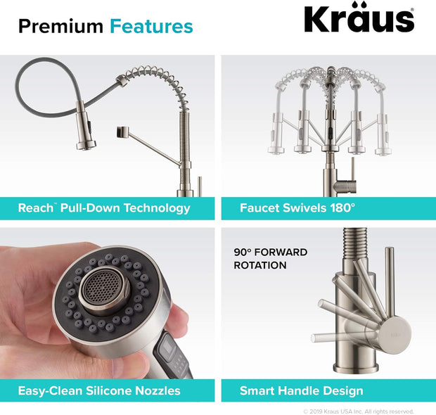 Kitchen & Bath Fixtures, Kitchen Faucets, Kitchen Fixtures, Kitchen Sink Faucets, Tools & Home Improvement, Touch On Kitchen Sink FaucetsBolden Commercial Style 2-Function Single Handle Pull down Kitchen Faucet in Brushed Gold, KPF-1610BG - Premium  from Nobles Store - Just $267.31! Shop now at Nobles Store