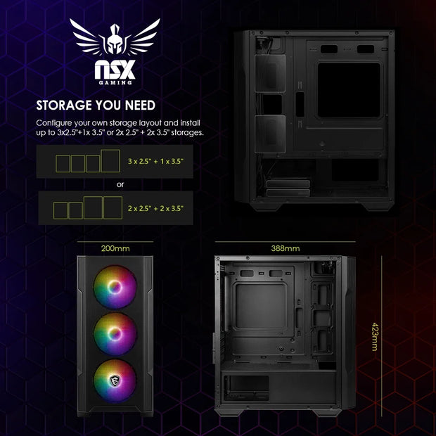 PC - AMD Ryzen 5 5600G, 16 Gb DDR4 3600, 512 Gb M2 Nvme SSD, RGB Fans, W11