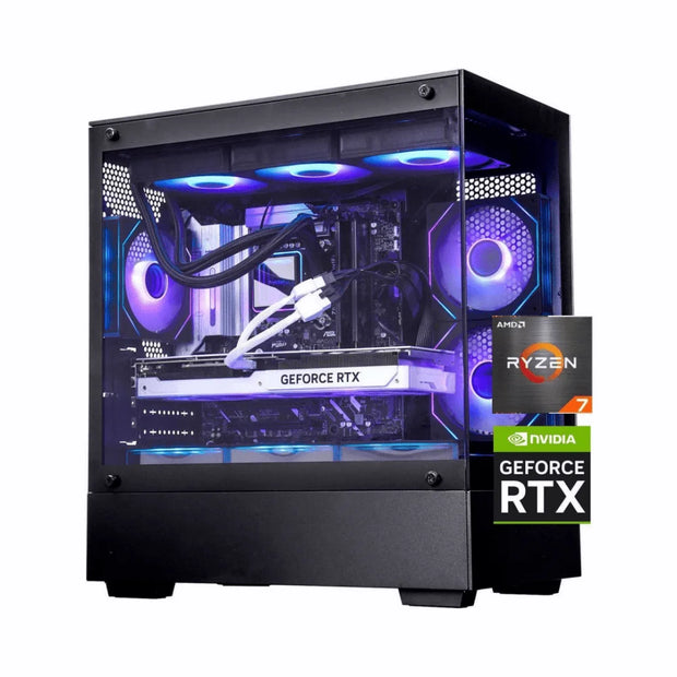 Gaming Desktop PC, Ryzen 7 9700X, RTX5070 12GB,1TB SSD, 32GB DDR5, Black, Windows 11 Home