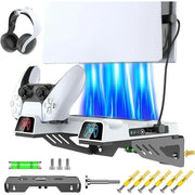 PlayStation, PlayStation 5, PlayStation 5 (PS5) Games, Video GamesPS5 Slim Wall Mount Kit with Cooling Fan & Controller Charging Station for PS5/PS5 Slim Disc & Digital Console, PS5 Wall Bracket behind TV, PS5 Slim Accessories PS5 Cooling Station - Premium  from Nobles Store - Just $49.77! Shop now at Nobles Store