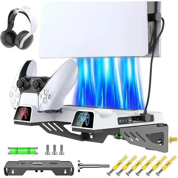 PlayStation, PlayStation 5, PlayStation 5 (PS5) Games, Video GamesPS5 Slim Wall Mount Kit with Cooling Fan & Controller Charging Station for PS5/PS5 Slim Disc & Digital Console, PS5 Wall Bracket behind TV, PS5 Slim Accessories PS5 Cooling Station - Premium  from Nobles Store - Just $49.77! Shop now at Nobles Store