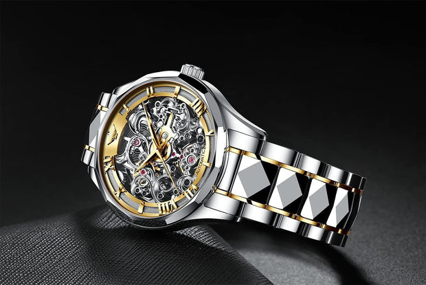 Clothing, Men, Shoes & Jewelry, Watches, Wrist WatchesOUPINKE Men'S Skeleton Mechanical Watches Luxury Dress Automatic Self Winding Sapphire Crystal Waterproof Tungsten Steel Band Wrist Watches - Premium  from Nobles Store - Just $456.31! Shop now at Nobles Store