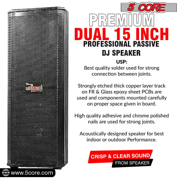 Electronics & Gadgets, Electronics Accessories & Supplies5Core Portable Cabinet PA DJ Speaker System 15 Inch 4000W Passive 3 Way Loudspeaker - Premium  from Nobles Store - Just $1824.01! Shop now at Nobles Store
