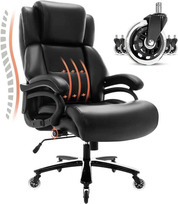 Furniture, Home & Kitchen, Home Office Chairs, Home Office Desk Chairs, Home Office FurnitureBig and Tall 400Lbs Office Chair- Adjustable Lumbar Support Heavy Duty Metal Base Quiet Rubber Wheels High Back Large Executive Computer Desk Chair, Ergonomic Design for Back Pain, Black - Premium  from Nobles Store - Just $441.86! Shop now at Nobles Store
