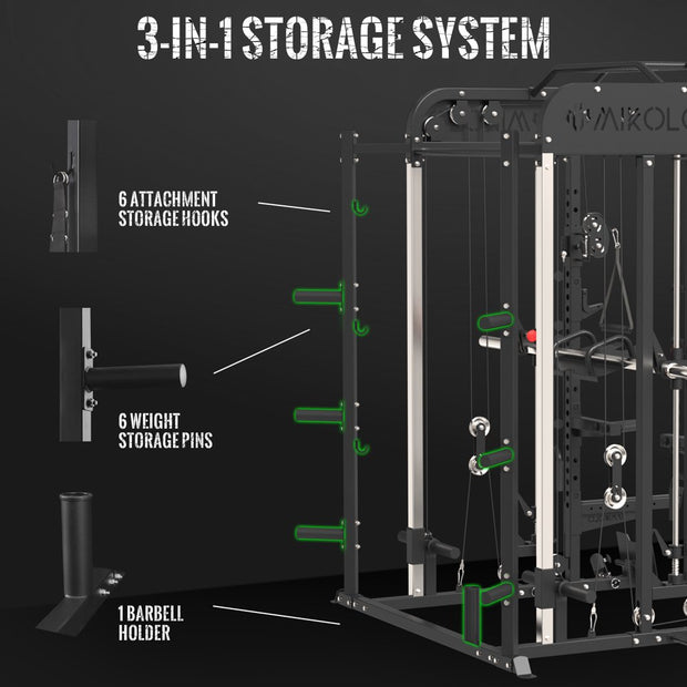Exercise & Fitness, Home Gyms, Sports & Outdoors, Strength TrainingSmith Machine, All-In-One Power Rack Cage with Adjustable Cable Crossover, Vertical Leg Press and Smith Bar with 1500 Lbs Capacity Barbell Combo - Premium  from Nobles Store - Just $1954.94! Shop now at Nobles Store