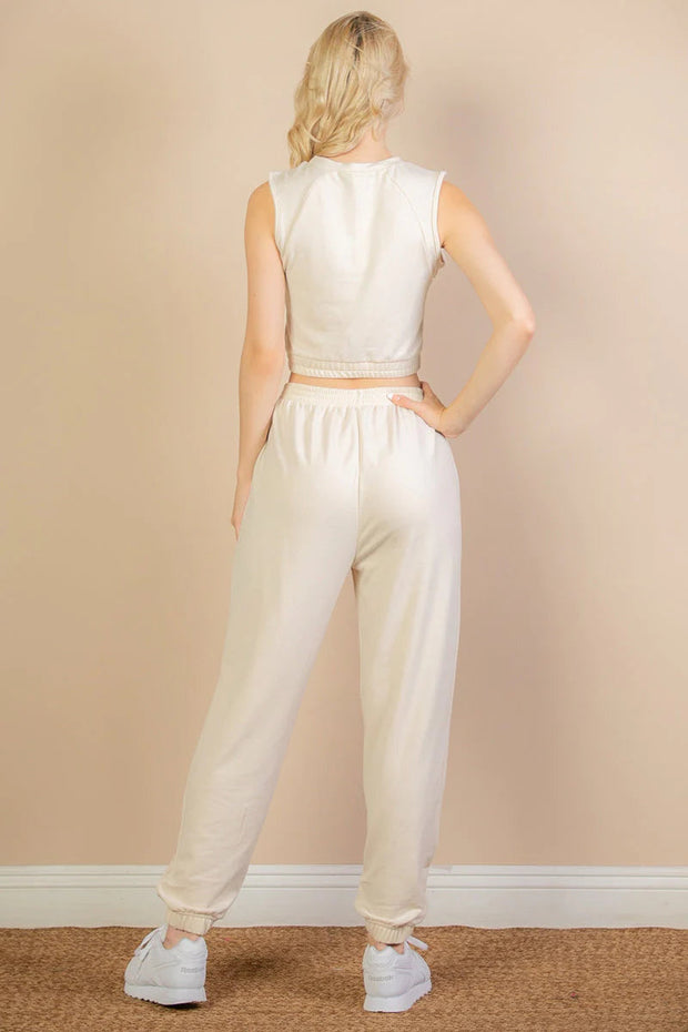 Clothing, Dresses, Shoes & Jewelry, WomenFrench Terry Elastic Waist Tank Top & Joggers Set (CAPELLA) - Premium  from Nobles Store - Just $42.87! Shop now at Nobles Store