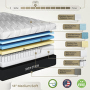 Classic Adjustable Bed Base, Head and Foot Lift, Massage, Under-Bed Lights, USB, Gel Memory, Zero Gravity Smart Frame - Queen + 14 Inch Hybrid Spring Matt (Medium Soft)