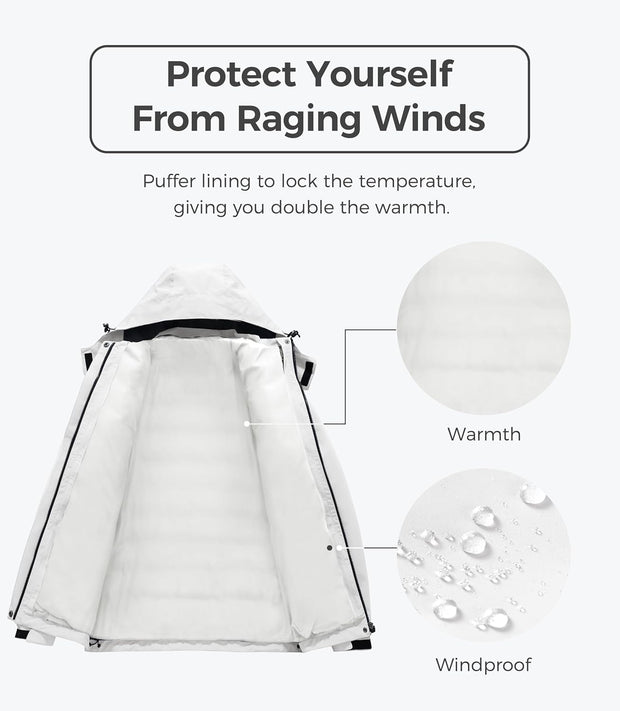 Women'S 3 in 1 Waterproof Ski Jacket Windproof Winter Snow Coat Snowboarding Jackets Warm Raincoat