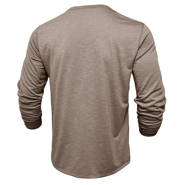 Men's Long-sleeved Henry Collar Shirt - Premium 0 from USAdrop - Just $38.84! Shop now at Nobles Store