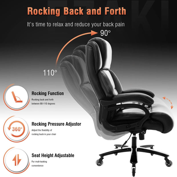 Furniture, Home & Kitchen, Home Office Chairs, Home Office Desk Chairs, Home Office FurnitureBig and Tall 400Lbs Office Chair- Adjustable Lumbar Support Heavy Duty Metal Base Quiet Rubber Wheels High Back Large Executive Computer Desk Chair, Ergonomic Design for Back Pain, Black - Premium  from Nobles Store - Just $441.86! Shop now at Nobles Store