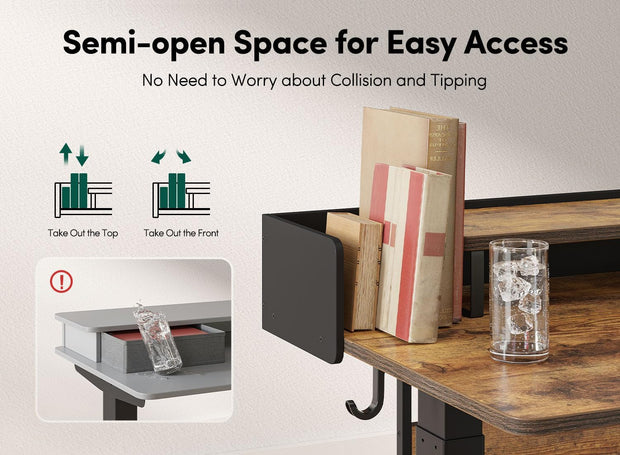 Furniture, Home & Kitchen, Home Office Desks, Home Office Furniture55" Electric Standing Desk with Shelves, 55 X 24 Inch Sit Stand Rising Desk with Monitor Stand - Premium  from Nobles Store - Just $369.21! Shop now at Nobles Store