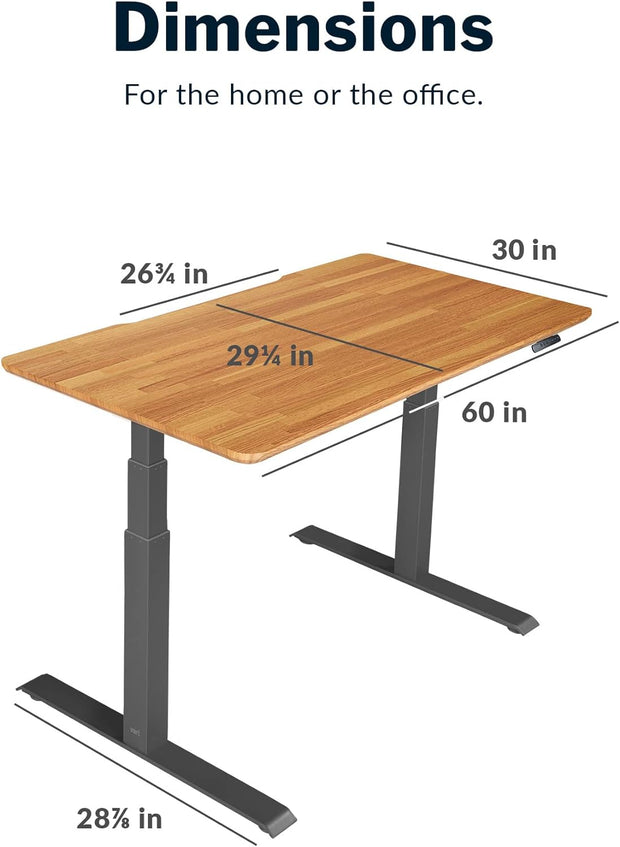 Electric Standing Desk - 60X30 desk, Adjustable Height Stand up Computer Desk - Dual Motor with Memory Presets, Stable T-Style Legs- Home Office Essentials - Butcher Block